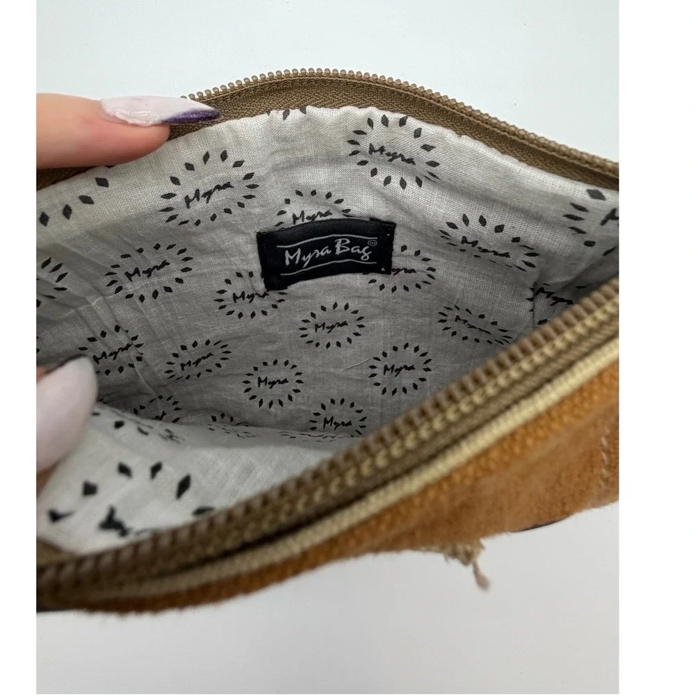 Myra Bag‎ Equinox Pouch  Brown Canvas Star Leather Wristlet New Cowgirl Western